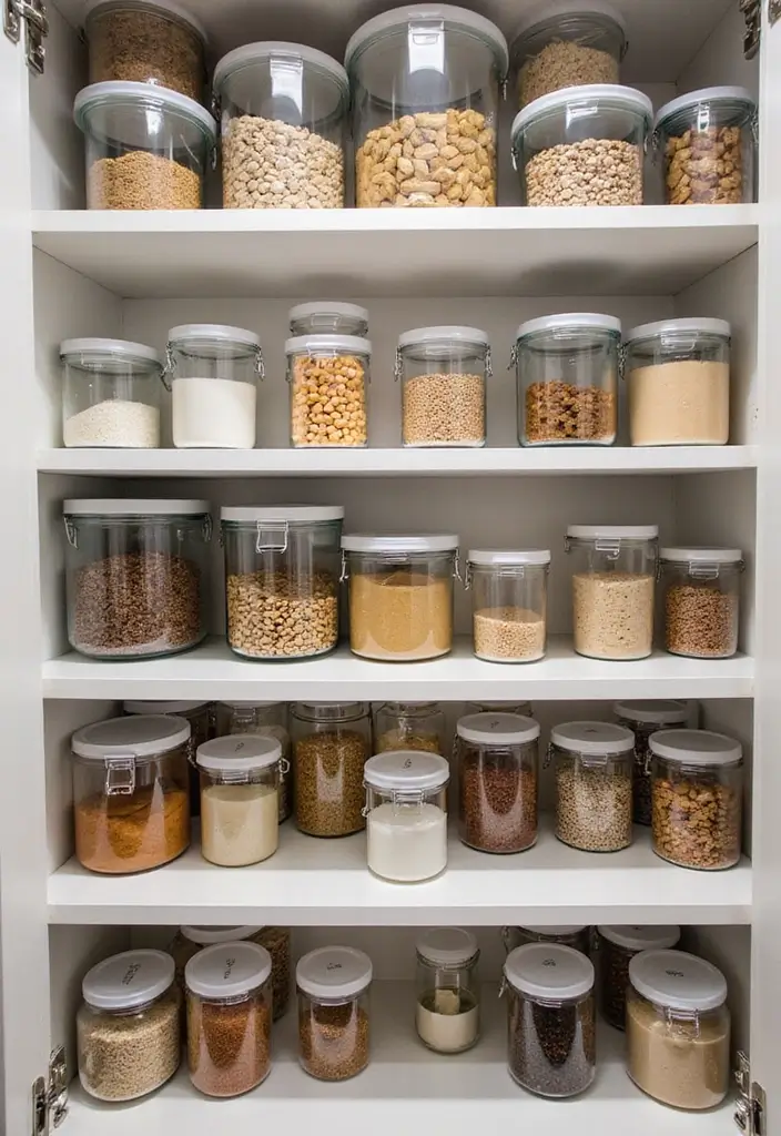 25+ Kitchen Cabinet Storage Ideas for a Functional Makeover - 23. Use Clear Storage Containers