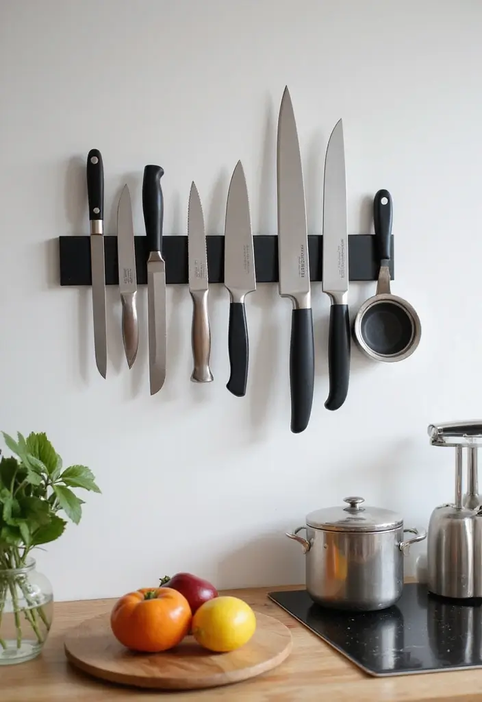 25+ Kitchen Cabinet Storage Ideas for a Functional Makeover - 5. Magnetic Knife Strips