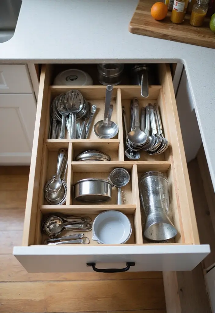 25+ Kitchen Cabinet Storage Ideas for a Functional Makeover - 7. Drawer Dividers