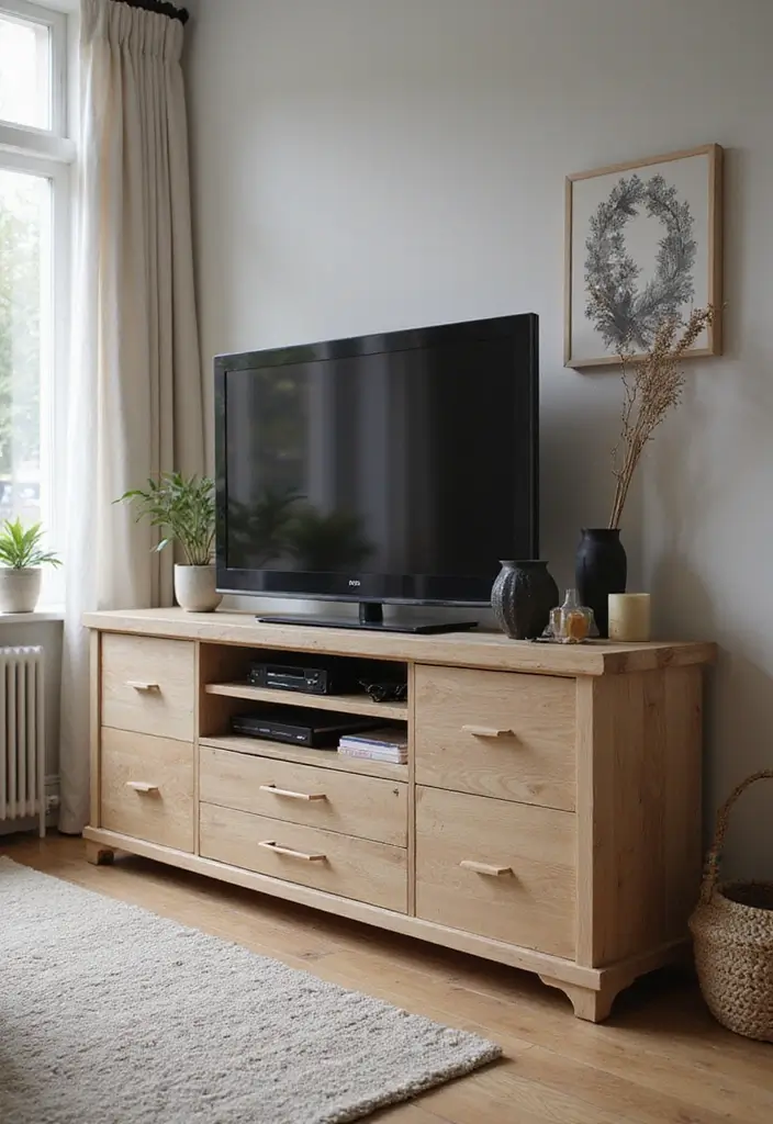 25+ Living Room TV Wall Ideas for a Stylish Setup - 20. Functional Furniture