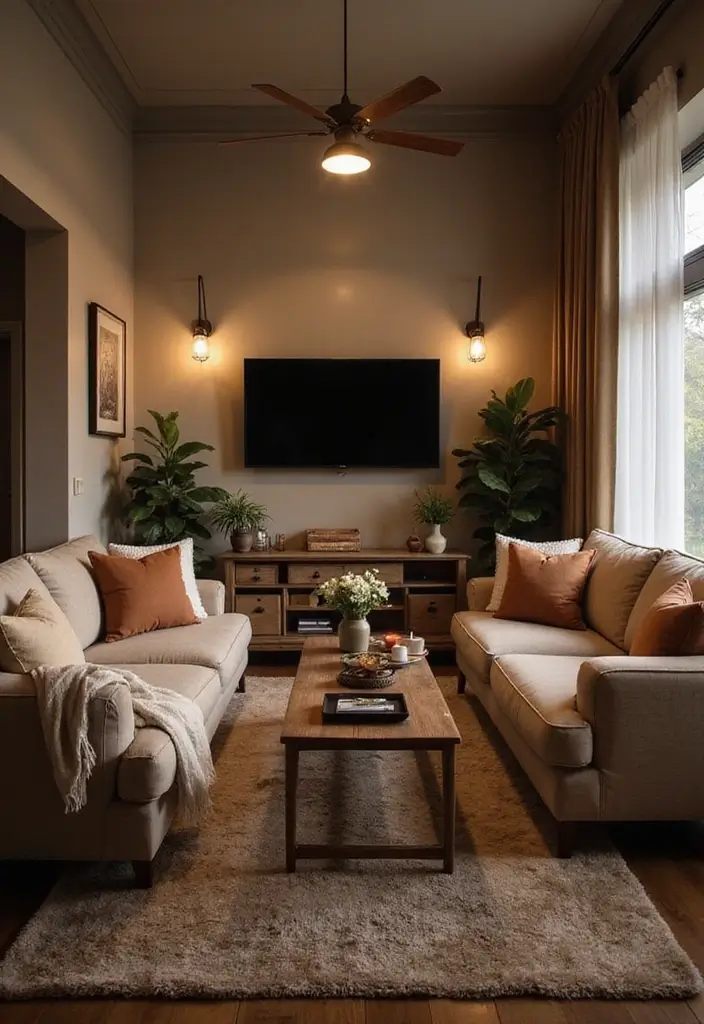 25+ Living Room TV Wall Ideas for a Stylish Setup - 22. Cozy Nook Setup