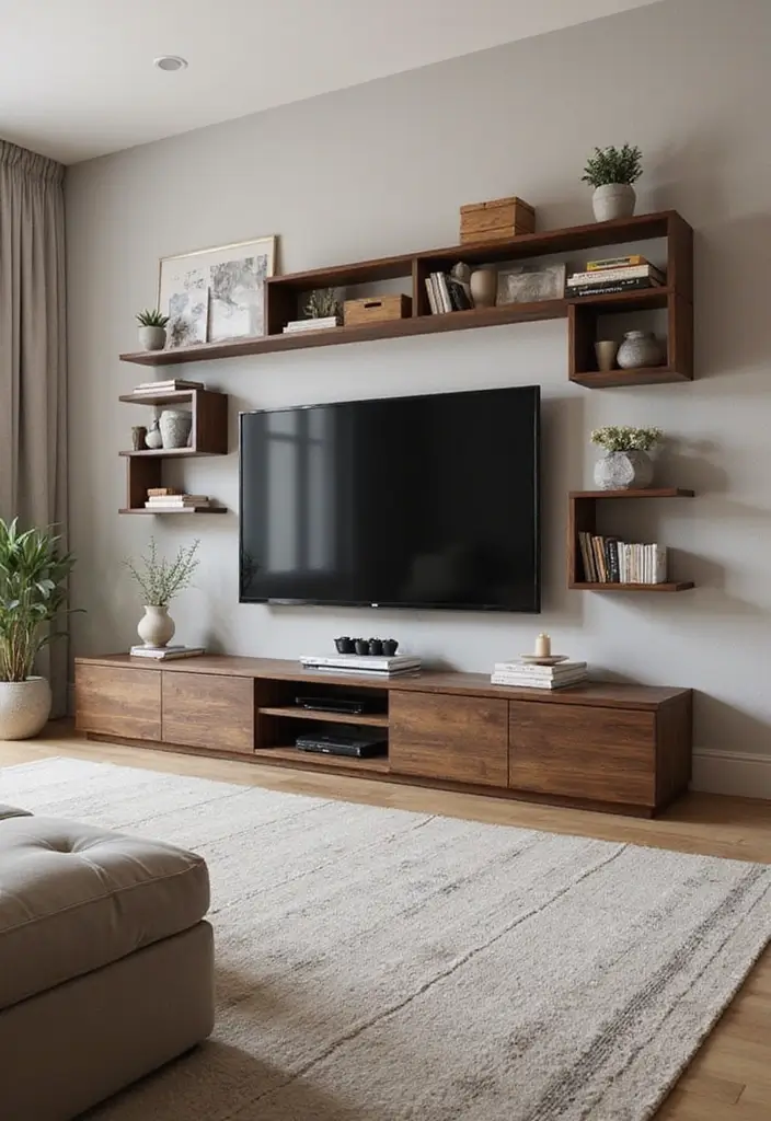 25+ Media Wall Ideas for a Sleek and Functional Living Room - 10. Modular Media Systems
