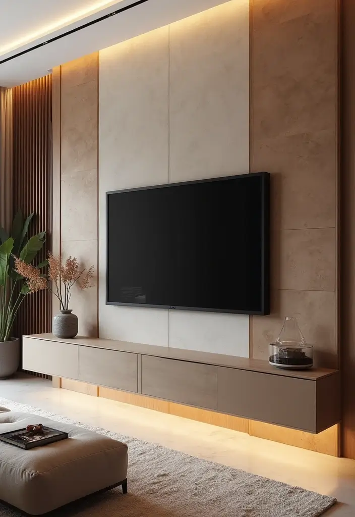 25+ Media Wall Ideas for a Sleek and Functional Living Room - 12. Decorative Panels
