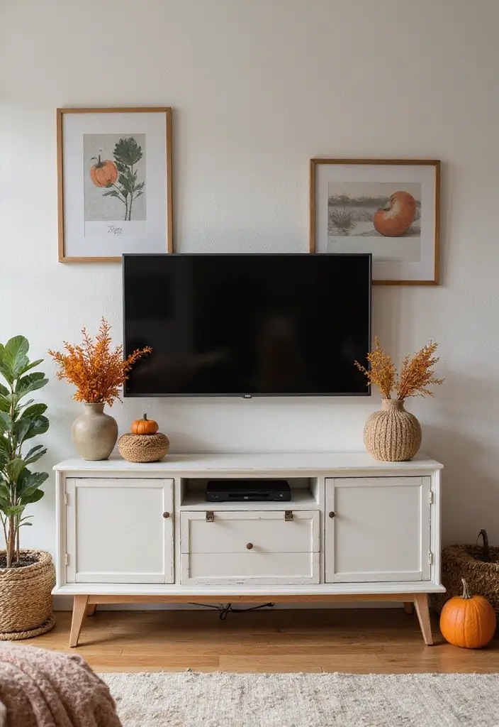 25+ Media Wall Ideas for a Sleek and Functional Living Room - 25. Seasonal Decor Changes