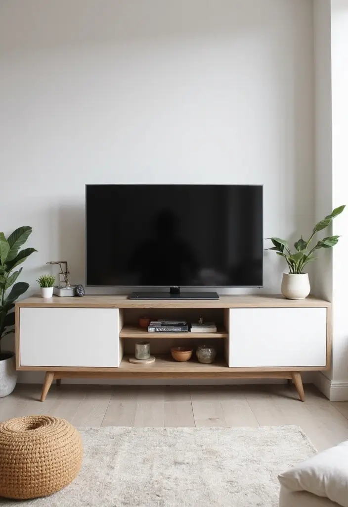 25+ Media Wall Ideas for a Sleek and Functional Living Room - 3. Minimalist TV Consoles