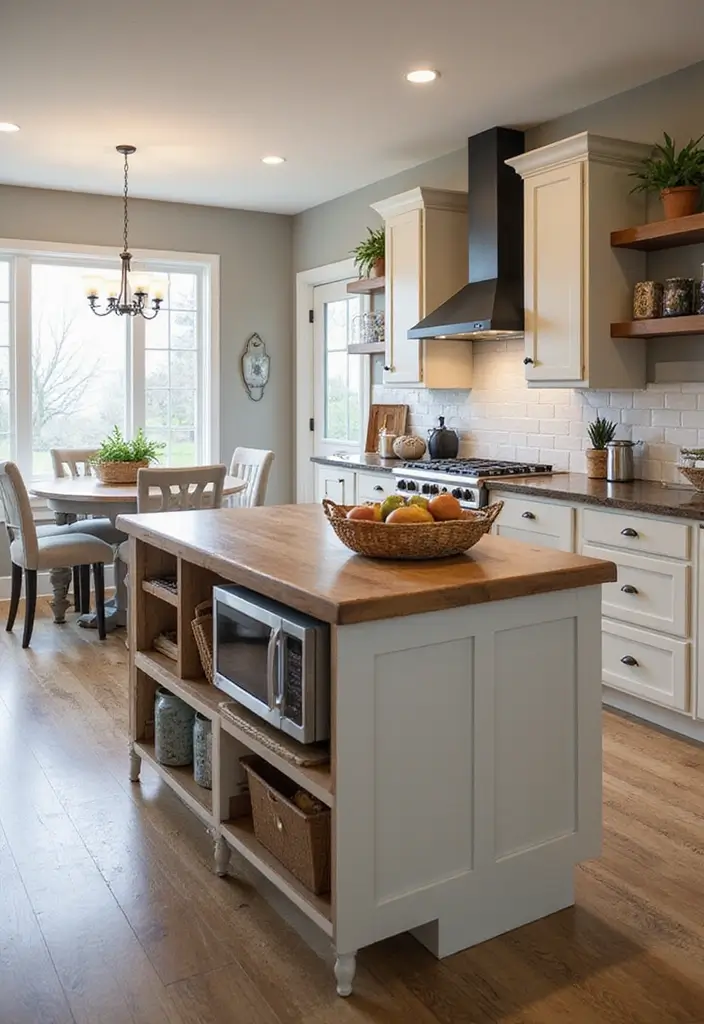 25+ Microwave Storage Ideas for Small Kitchens - 17. Multipurpose Kitchen Island