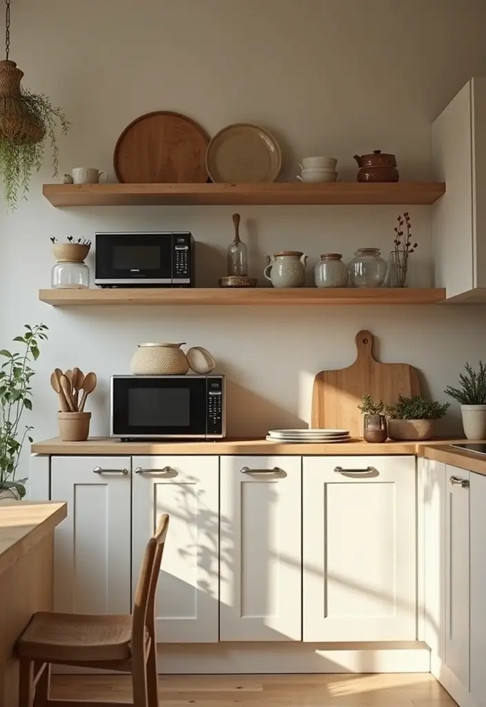 25+ Microwave Storage Ideas for Small Kitchens - 2. Stylish Microwave Cabinets