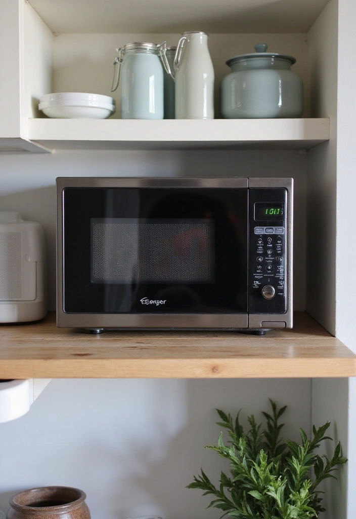 25+ Microwave Storage Ideas for Small Kitchens - 21. Compact Microwave Oven