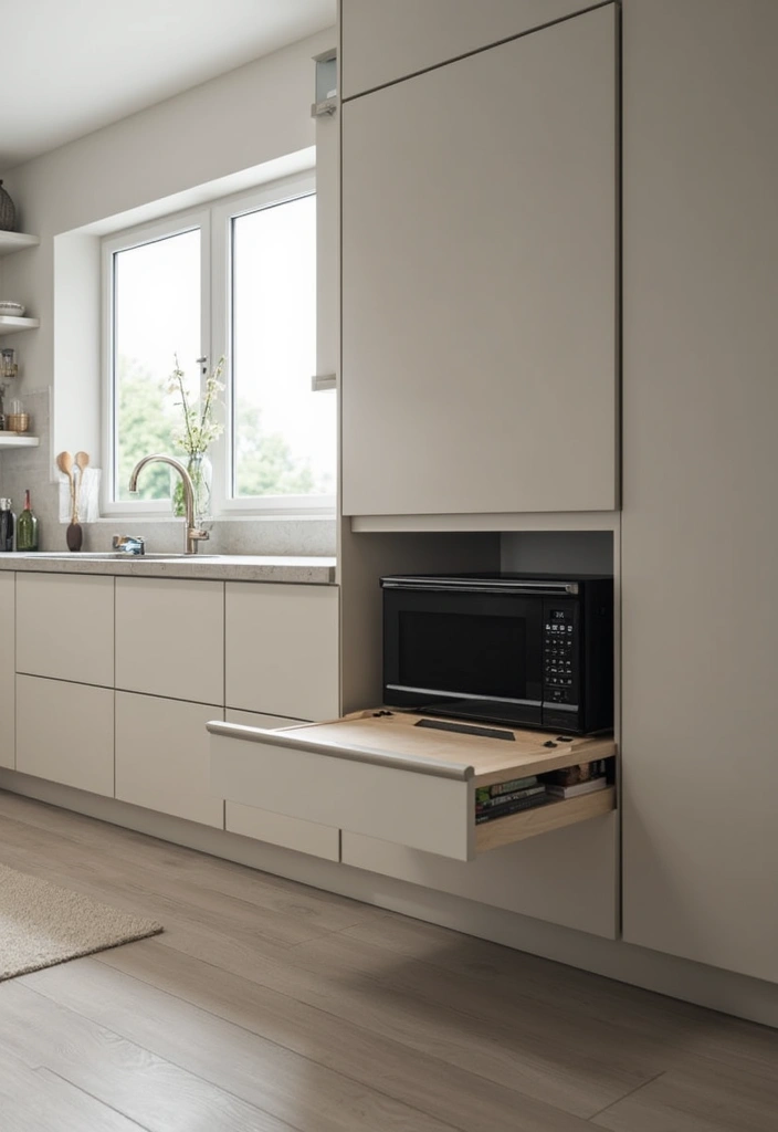 25+ Microwave Storage Ideas for Small Kitchens - 6. Drawer Microwave Shelf Insert