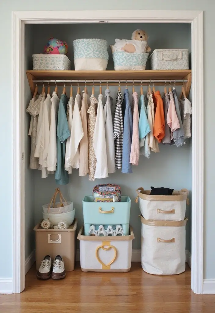 25+ Nursery Storage Ideas to Keep Baby Essentials Handy - 14. Closet Organizers