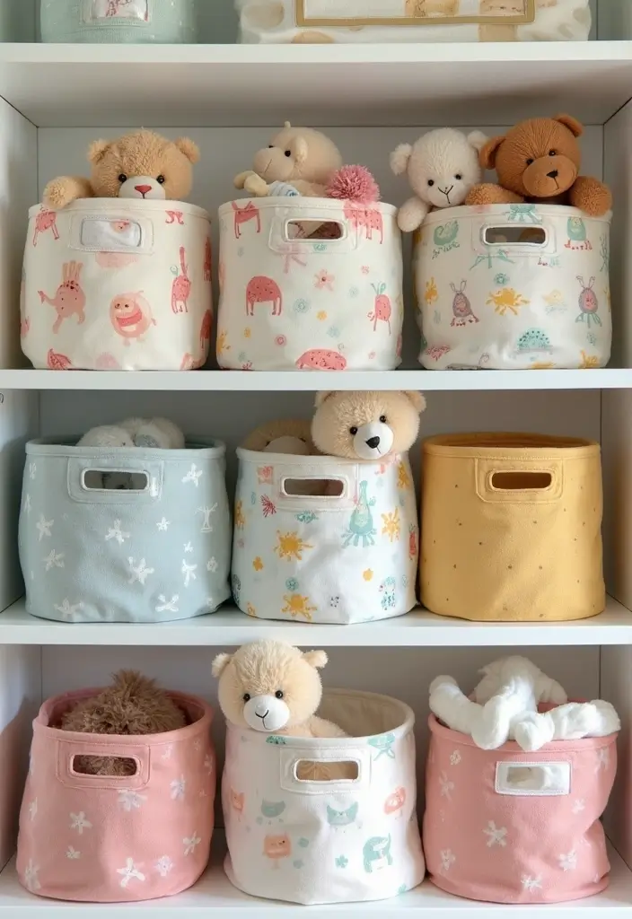 25+ Nursery Storage Ideas to Keep Baby Essentials Handy - 2. Fabric Storage Bins