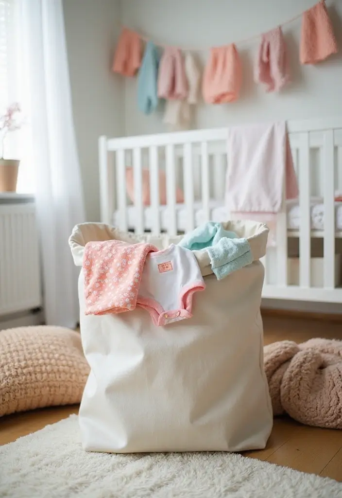 25+ Nursery Storage Ideas to Keep Baby Essentials Handy - 20. Laundry Bags for Laundry Day