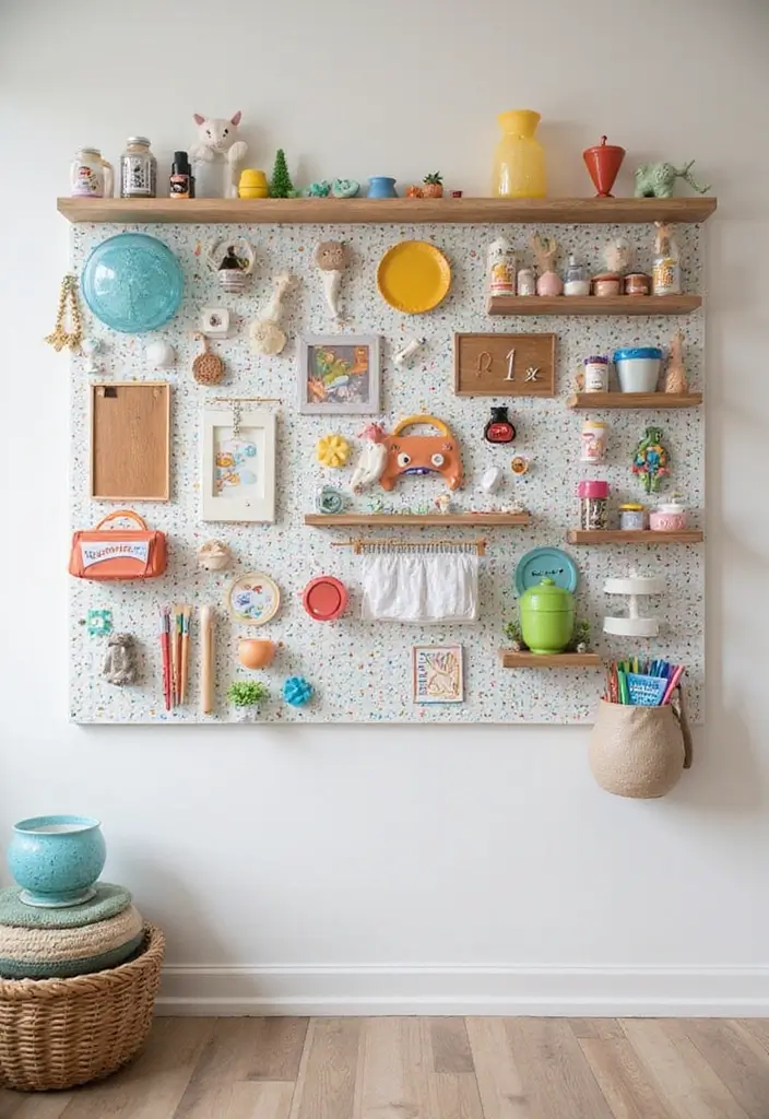 25+ Nursery Storage Ideas to Keep Baby Essentials Handy - 5. Pegboard Organizers