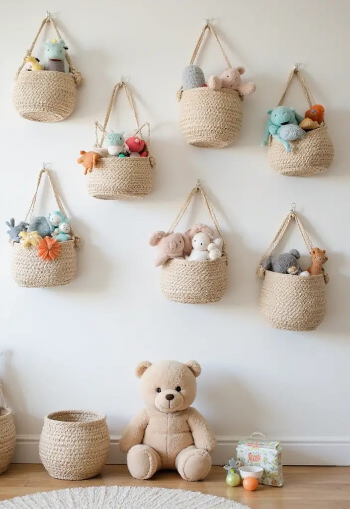25+ Nursery Storage Ideas to Keep Baby Essentials Handy - 8. Wall-Mounted Baskets