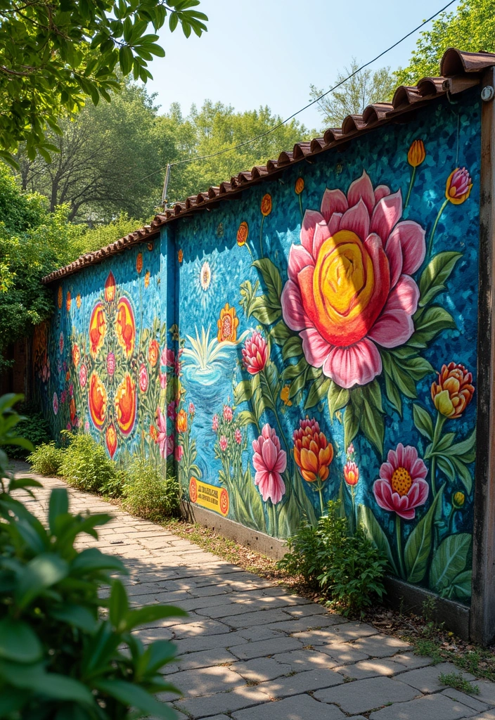 25+ Outside Wall Ideas to Boost Curb Appeal Instantly - 1. Vibrant Outdoor Murals