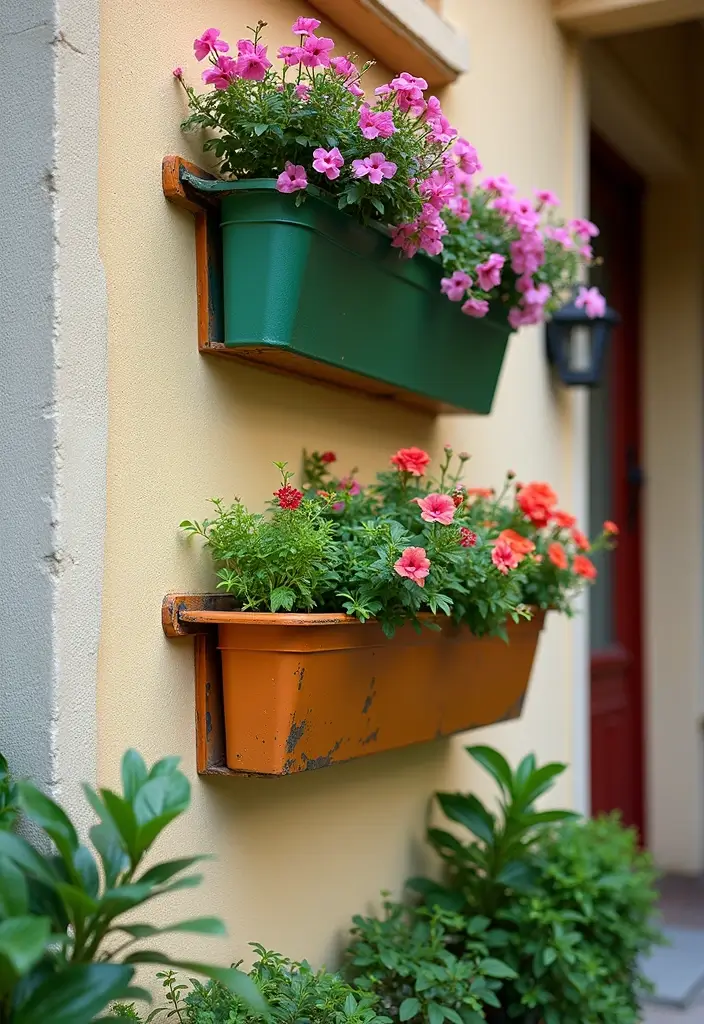 25+ Outside Wall Ideas to Boost Curb Appeal Instantly - 10. Colorful Planters