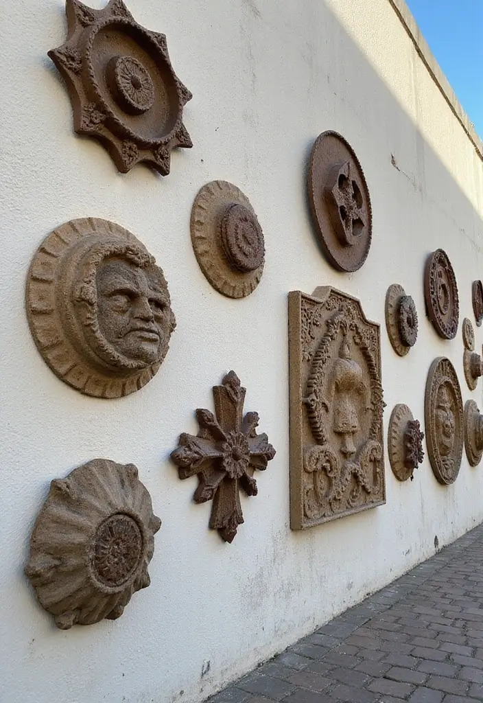 25+ Outside Wall Ideas to Boost Curb Appeal Instantly - 18. Sculptural Wall Decor