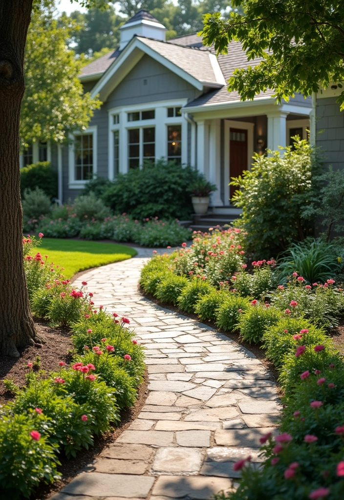 25+ Outside Wall Ideas to Boost Curb Appeal Instantly - 21. Stone Path Accents