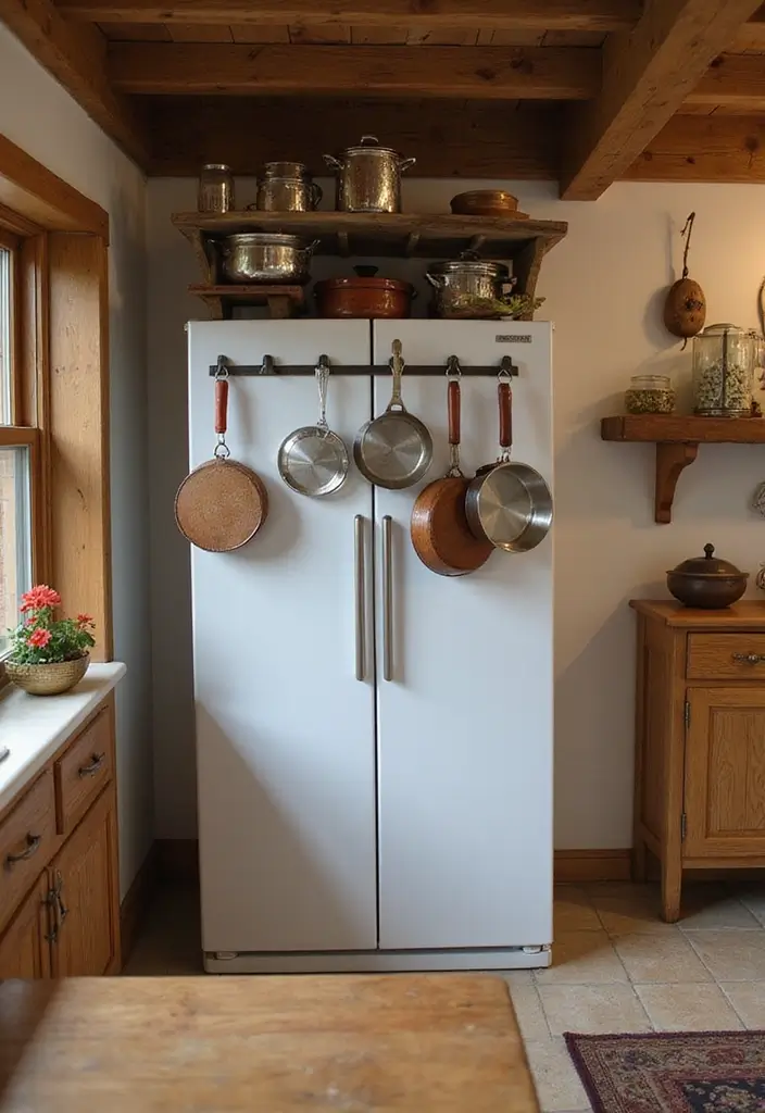 25+ Over-the-Fridge Storage Ideas You’ll Wish You Tried Sooner - 11. Pot Rack Above the Fridge