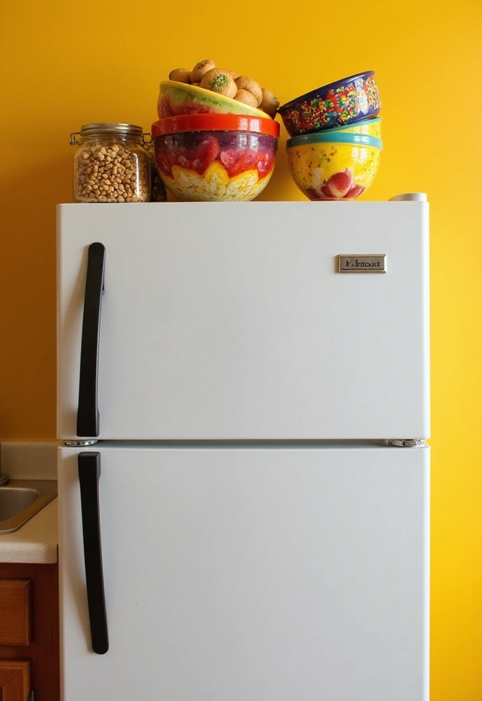 25+ Over-the-Fridge Storage Ideas You’ll Wish You Tried Sooner - 12. Decorative Bowls