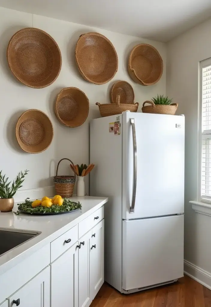 25+ Over-the-Fridge Storage Ideas You’ll Wish You Tried Sooner - 16. Basket Wall Art