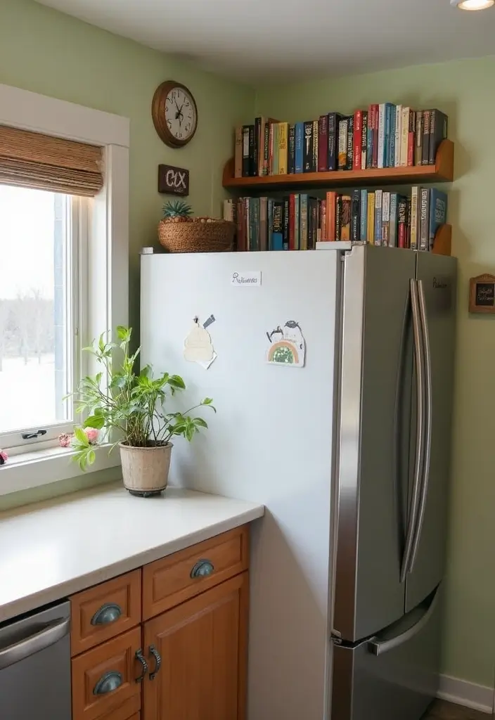 25+ Over-the-Fridge Storage Ideas You’ll Wish You Tried Sooner - 18. Recipe Book Display