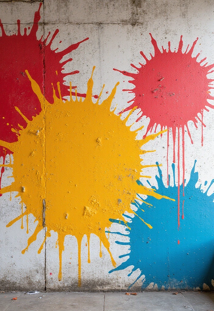 25+ Painting on Wall Ideas to Add Color and Personality - 11. Artistic Splatter