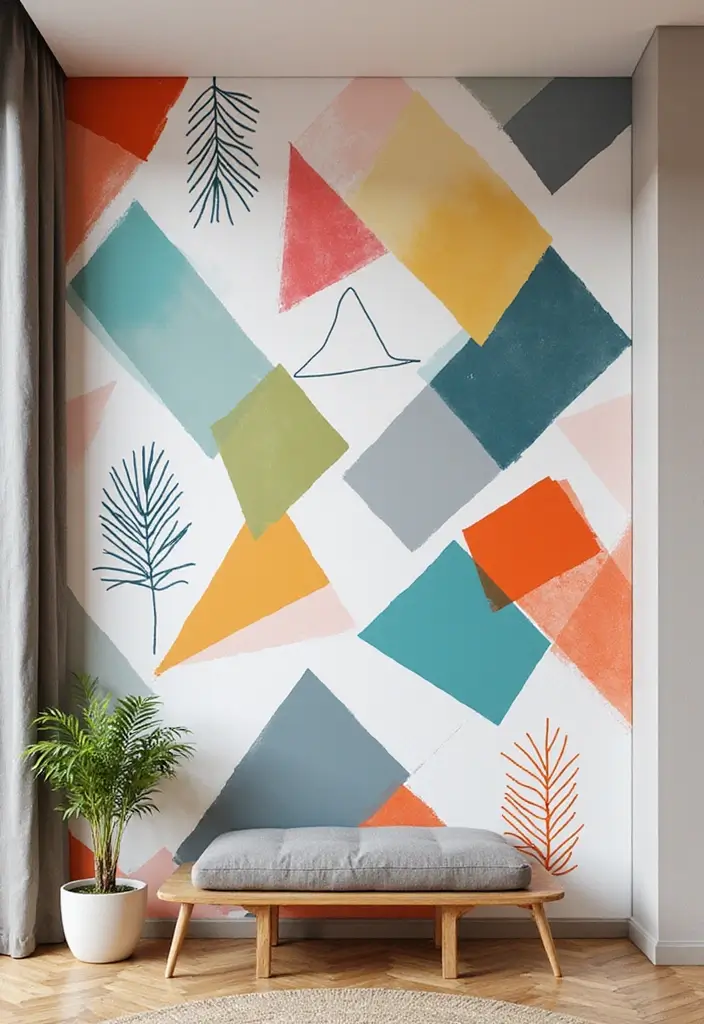 25+ Painting on Wall Ideas to Add Color and Personality - 2. Geometric Patterns