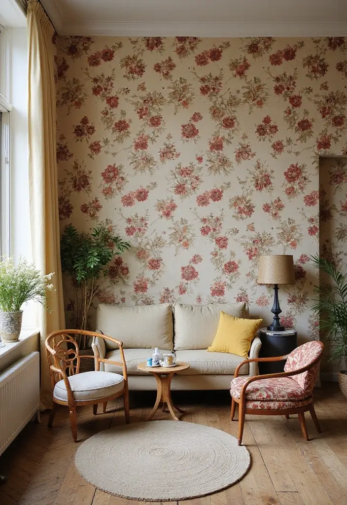 25+ Painting on Wall Ideas to Add Color and Personality - 8. Vintage Wallpaper