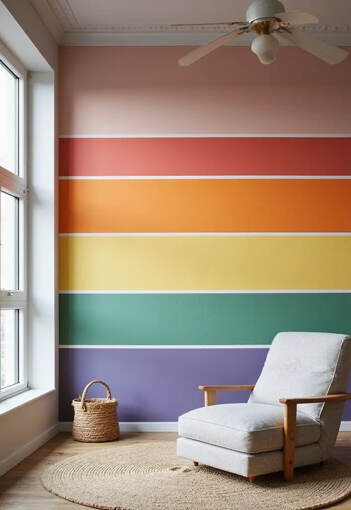 25+ Painting on Wall Ideas to Add Color and Personality - 9. Playful Stripes
