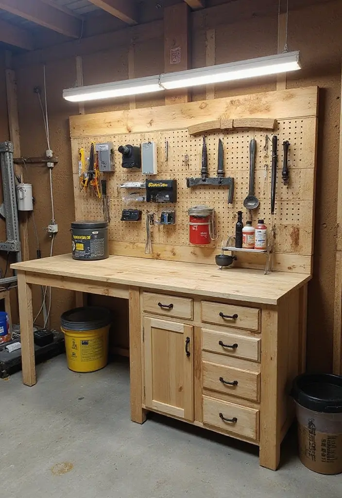 25+ Pallet Wall Ideas for a Rustic Budget-Friendly Design - 18. Pallet Wall with Pegboard Functionality