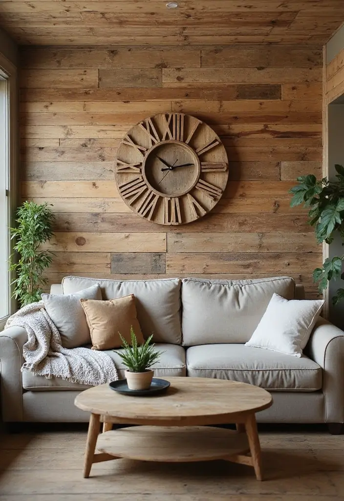 25+ Pallet Wall Ideas for a Rustic Budget-Friendly Design - 22. Pallet Wall with a Rustic Clock