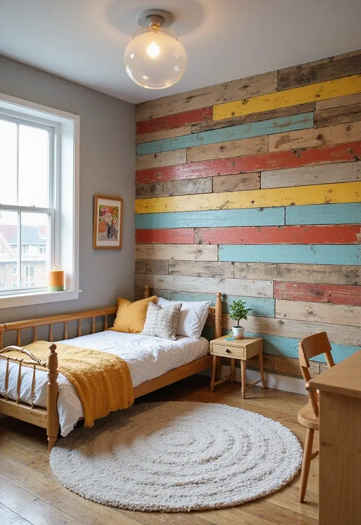 25+ Pallet Wall Ideas for a Rustic Budget-Friendly Design - 5. Colorful Pallet Accent Wall