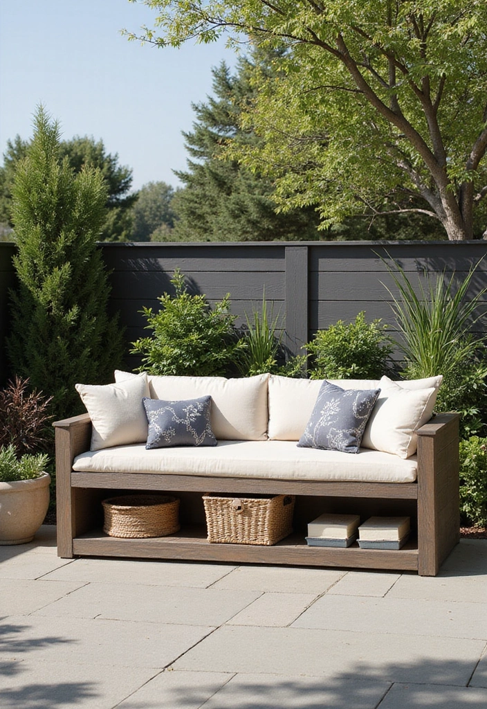 25+ Patio Storage Ideas to Keep Your Outdoor Space Organized - 1. Multi-Functional Bench with Storage
