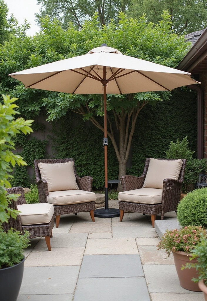 25+ Patio Storage Ideas to Keep Your Outdoor Space Organized - 10. Stylish Patio Umbrella with Storage