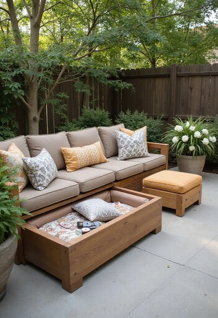 25+ Patio Storage Ideas to Keep Your Outdoor Space Organized - 11. Hidden Storage Within Seating