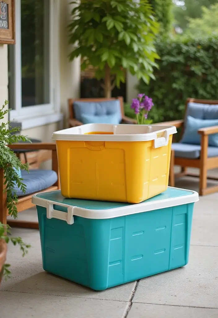 25+ Patio Storage Ideas to Keep Your Outdoor Space Organized - 17. Portable Outdoor Storage Totes