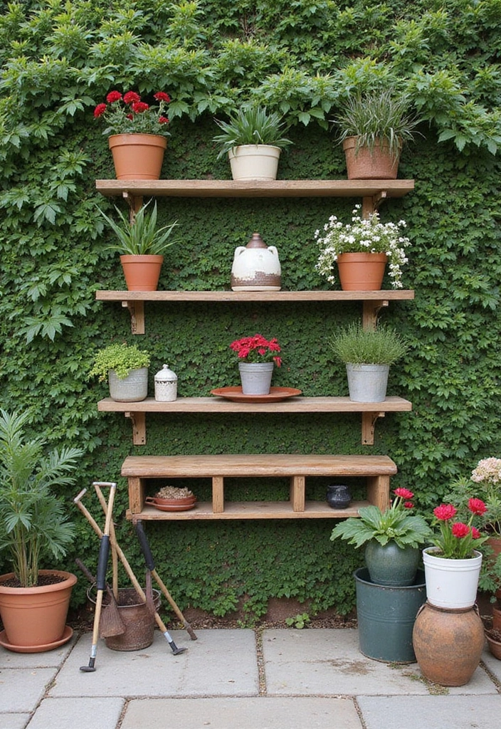 25+ Patio Storage Ideas to Keep Your Outdoor Space Organized - 4. Wall-Mounted Shelves
