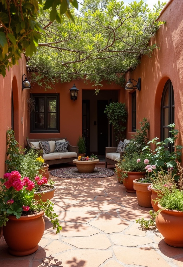 25+ Patio Wall Ideas to Upgrade Your Outdoor Space - 11. Earthy Clay and Terracotta Walls