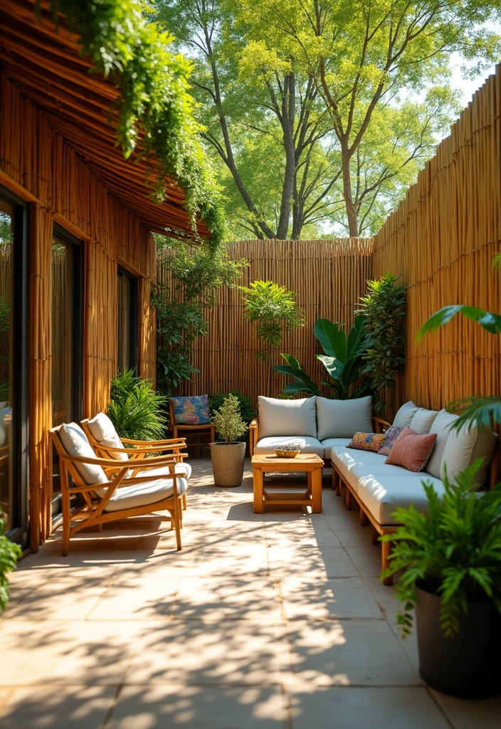 25+ Patio Wall Ideas to Upgrade Your Outdoor Space - 13. Bamboo Walls for Tropical Vibes