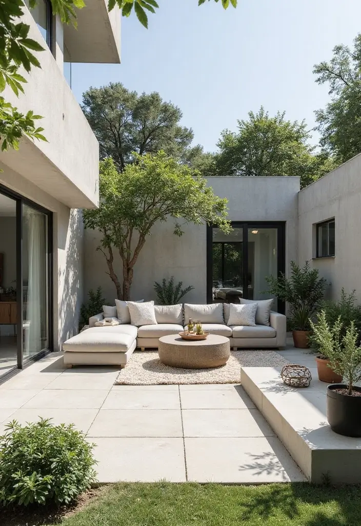 25+ Patio Wall Ideas to Upgrade Your Outdoor Space - 15. Minimalist Concrete Walls