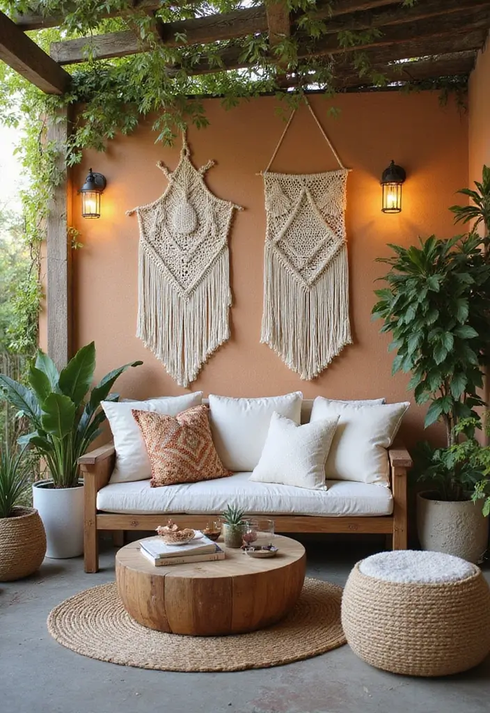 25+ Patio Wall Ideas to Upgrade Your Outdoor Space - 16. Macrame Wall Hangings