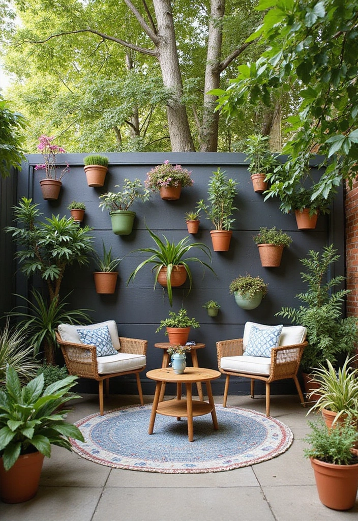 25+ Patio Wall Ideas to Upgrade Your Outdoor Space - 22. Potted Plant Walls