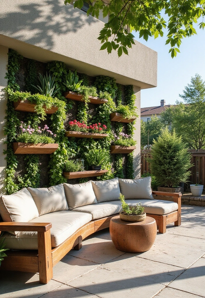 25+ Patio Wall Ideas to Upgrade Your Outdoor Space - 4. Living Walls with Built-in Planters