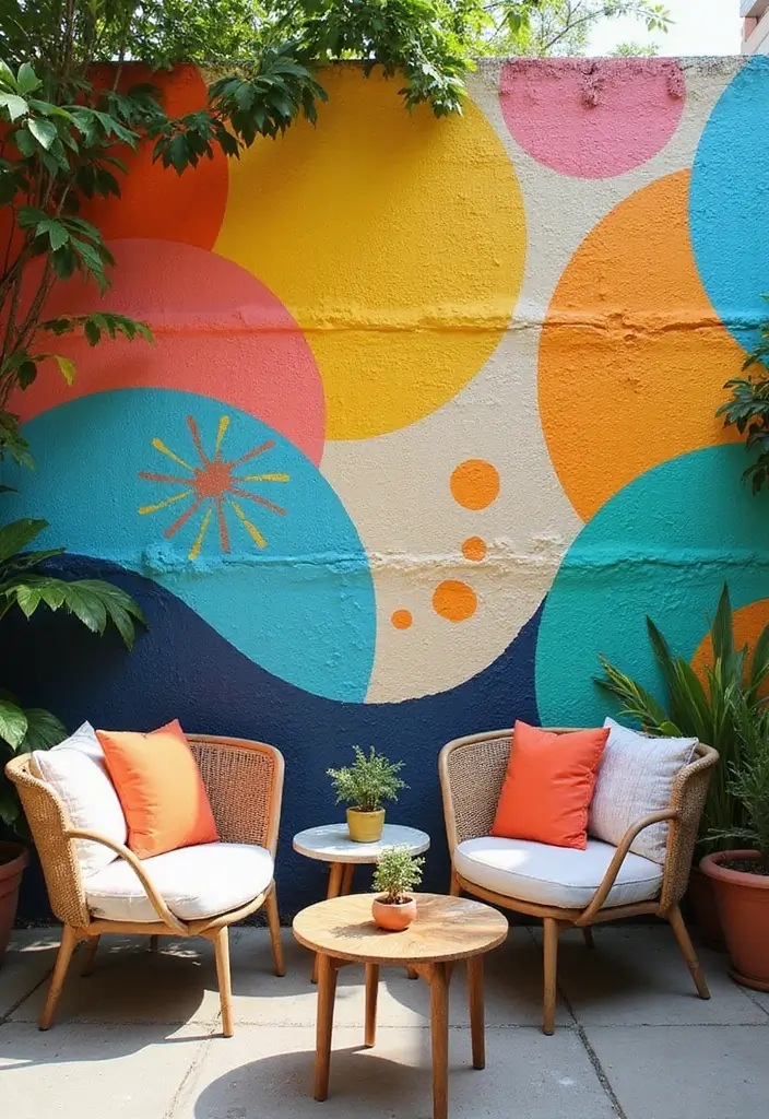25+ Patio Wall Ideas to Upgrade Your Outdoor Space - 7. Eco-Friendly Paint Designs