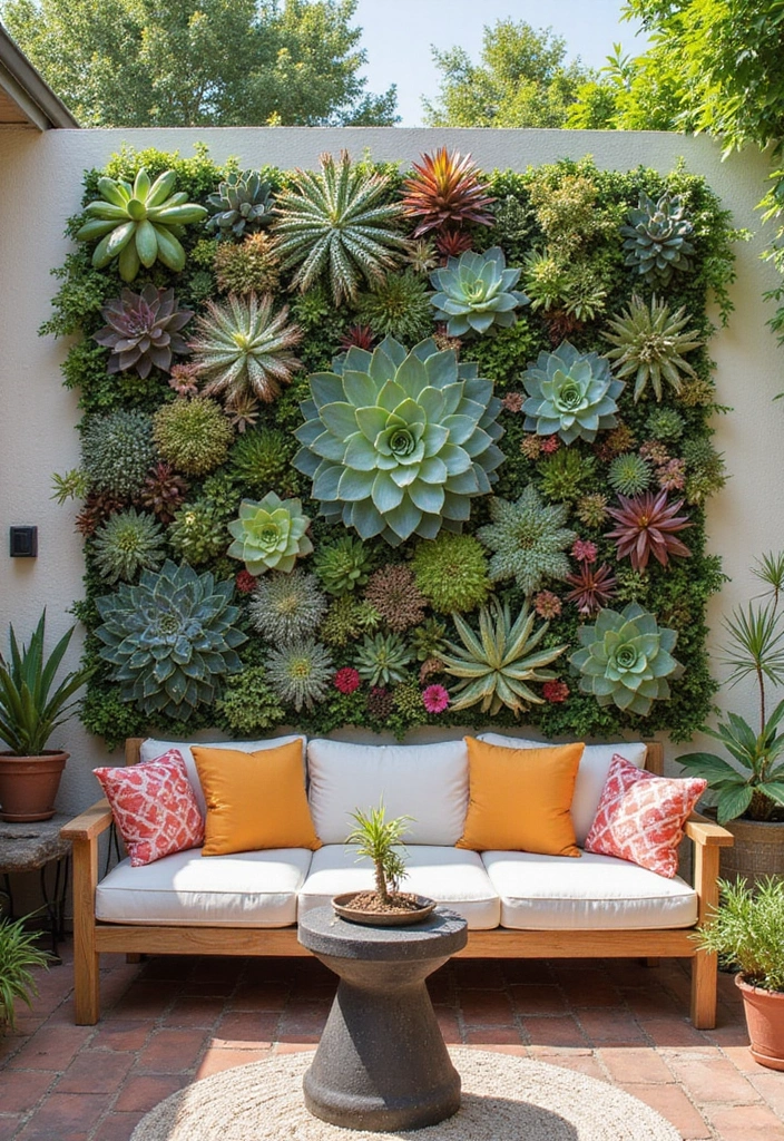 25+ Patio Wall Ideas to Upgrade Your Outdoor Space - 8. Succulent Wall Art
