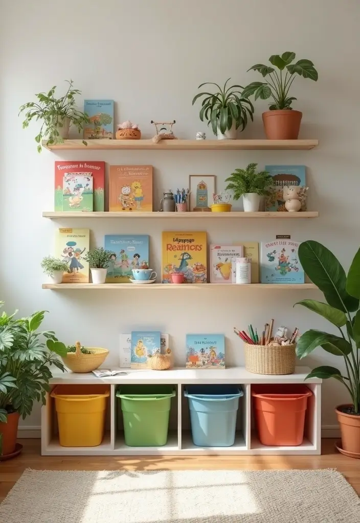 25+ Playroom Storage Ideas to Tame the Toy Chaos - 2. Wall-Mounted Shelves