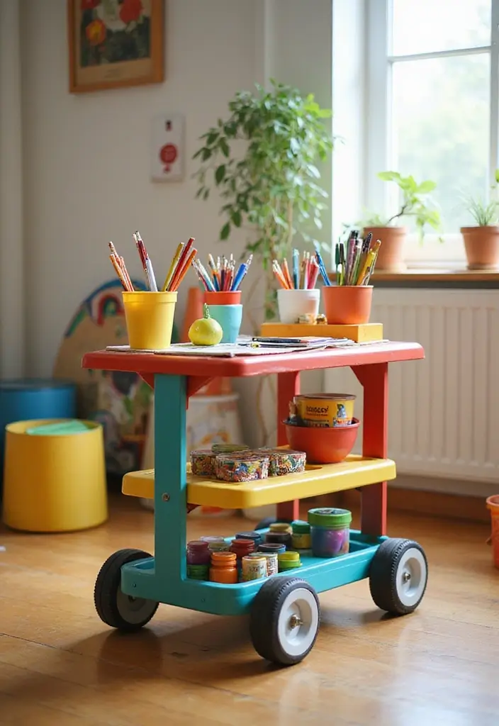 25+ Playroom Storage Ideas to Tame the Toy Chaos - 5. Play-Cart for Easy Mobility