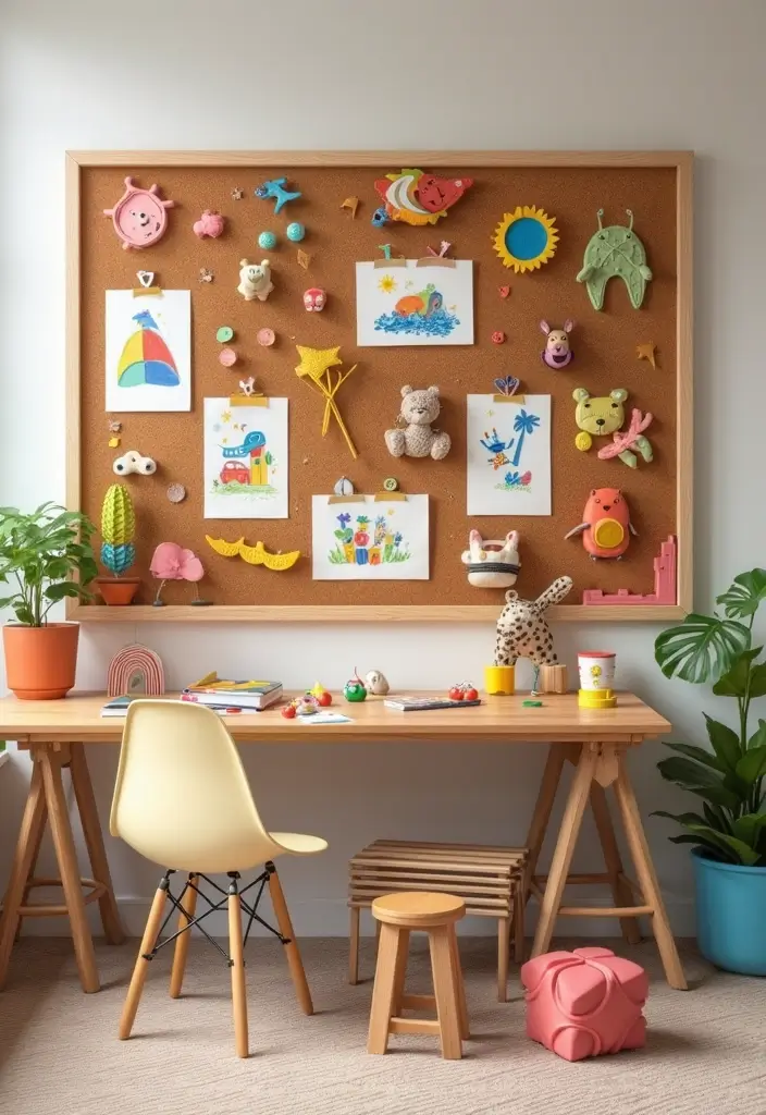 25+ Playroom Storage Ideas to Tame the Toy Chaos - 7. Corkboard Toy Displays