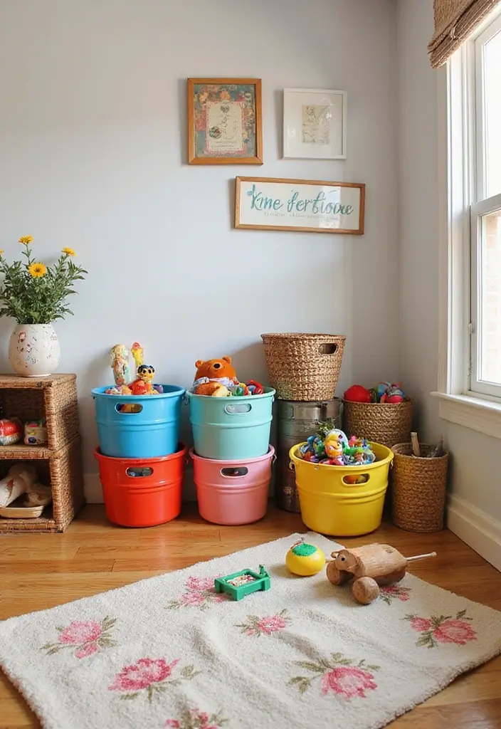 25+ Playroom Storage Ideas to Tame the Toy Chaos - 9. Creative Use of Baskets